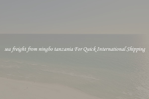 sea freight from ningbo tanzania For Quick International Shipping